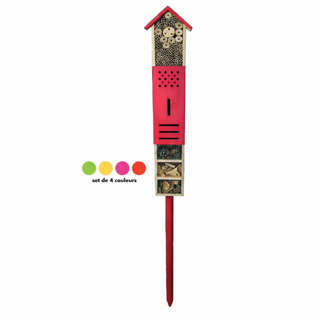 Hotel à insectes en sapin et bambou - Couleur aléatoire